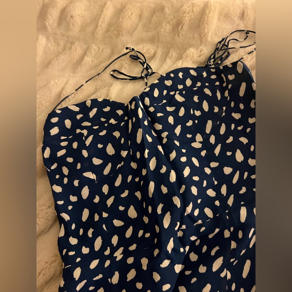 Reformation Blue White Juliette Dress Size 10 - Picture 5 of 7
